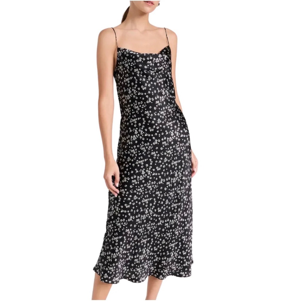 NILI LOTAN ENORA‎ SILK SHORT SLIP DRESS SIZE S BLACK FLORAL